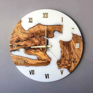 NEW DESIGN <b>WOODEN</b> EPOXY CLOCK RESIN WALL CLOCK <b>TRIANGLE</b> SHAPE CLOCK - Product Image 1