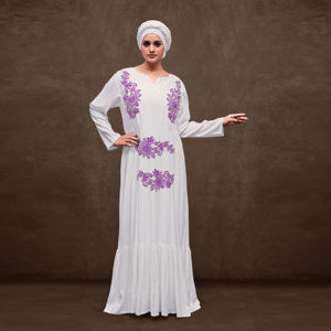 Caftán Modesto de Rayón para Eid, Ligero y Transpirable, Corte Recto, Mangas Largas, Diseño de Dobladillo Largo con Fruncido Suave - Product Image 2