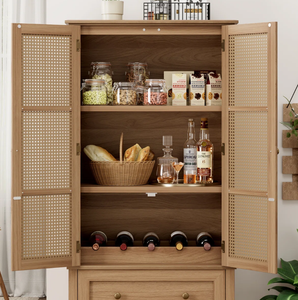 ตู้ไม้มะม่วงทรงสูงพร้อมบานประตูคู่และลิ้นชัก สีน้ำตาลสวยหรู พื้นที่จัดเก็บกว้างขวาง เหมาะสำหรับตกแต่งห้องนั่งเล่นและห้องนอน - Product Image 2