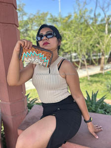 คลัทช์หนังขนเฟอร์เครื่องมือสีสำหรับผู้หญิงใหม่สไตล์ตะวันตกกระเป๋าเงินหนังเครื่องมือขายดีกระเป๋าสตางค์ที่ไม่ซ้ำใคร - Product Image 5