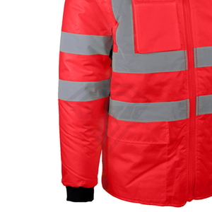 Premium Red High Visibility Winter Safety Jacket <b>Waterproof</b> Thermal Reflective Workwear For Construction <b>Padded</b> Bomber Parka - Product Image 6