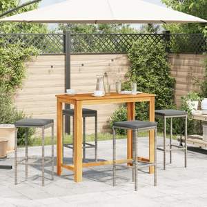 Ensemble de bar de jardin en bois d'acacia massif gris avec housses amovibles standard - Product Image 3