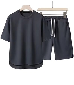 Ensemble de survêtement décontracté pour homme de qualité supérieure, été, uni, pour le fitness, jogging, deux pièces, pour l'été. - Product Image 1