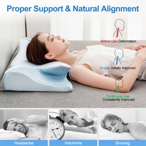 2 uds., contorno ergonómico, soporte ortopédico, lado trasero, estómago, almohada de espuma viscoelástica, alivio del dolor, soporte para el cuello para durmientes - Product Image 1