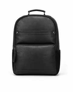 Classic Genuine Leather Breathable Laptop <b>Backpack</b> with Zipper Closure Front Pocket Unisex Softback 24L Capacity Office Use - Product Image 4