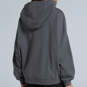 Sudadera con capucha de algodón polar para mujer, estilo urbano, de alta calidad, con hombros caídos, con logotipo personalizado, precio mayorista - Product Image 2