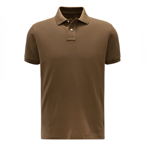 Polo de Punto de Manga Corta para Hombre, Color Sólido, Diseño Liso Teñido, Corte Regular, Marrón - Product Image 1