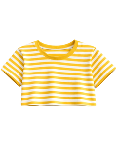 Ensemble décontracté d'été deux pièces pour femme : crop top rayé jaune et blanc et short, taille élastique, tenue de détente, streetwear, OEM - Product Image 2