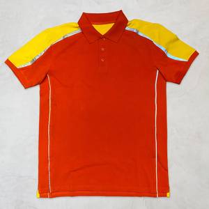 Polo de Trabajo Personalizado de Alta Calidad para Hombre, con Logotipo Personalizado, Diseño de Bloques de Color Rojo y Amarillo, con Cinta Reflectante, Uniforme de Trabajo - Product Image 1