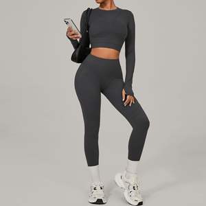 Traje Deportivo de Yoga Ajustado de Secado Rápido para Mujer, Estilo Europeo Americano, para Correr al Aire Libre en Invierno - Product Image 2