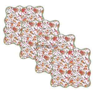 Servilletas de tela de algodón con borde festoneado para restaurantes, personalizables, cuadradas, con bordados festoneados, combinables, con diseño floral indio. - Product Image 6