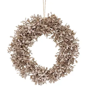 Commercial Grade PE Dark Champagne Gold Many Colors Frost Glitters Artificial Boxwood Wreath Christmas Baby Room House