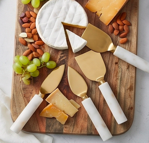 Stainless Steel Cheese Knife Set With Gold Marble Handle Perfect For Stylish Kitchenware Elegant Dining Hotel And <b>Party</b> Use - Product Image 5