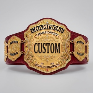 Premium Unisex Championship Belt in PU Leather with Gold Plates and Red Eagle Style for Martial Arts, <b>Wrestling</b> and Sports Event - Product Image 3