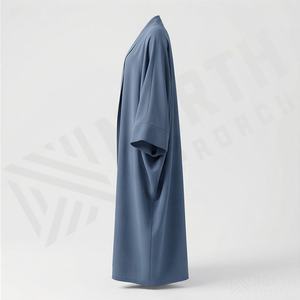Robe longue à la cheville, style Abaya islamique, pour femmes musulmanes, ouverte, élégante, traditionnelle, taille personnalisée, en polyester léger - Product Image 3