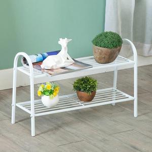 Elegant White Two Tier <b>Shoe</b> Rack Multi Purpose <b>Storage</b> Shelf Space Saving Organizer Durable Stable Design Modern Home Accent - Product Image 1