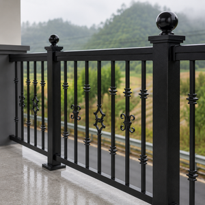 Panneau de clôture décoratif en métal noir pour balcon, garde-corps ornemental extérieur pour terrasse de villa, conception de sécurité domestique - Product Image 5
