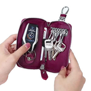 Huge Selling Excellent Quality Handmade PU <b>Leather</b> Keychain Holder Metal Hook and <b>Keyring</b> Zipper Bag from India Origin - Product Image 1