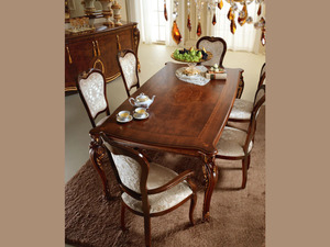 Juego de Comedor Moderno de Madera de Teca Sólida, Ecológico, Duradero y de Lujo, con 6 Sillas Metálicas Plateadas y Mesa con Espejo, para Villa, Mansión u Hogar - Product Image 2