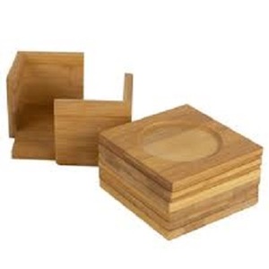 แผ่นรองแก้วหินอ่อนสีดำลายไม้ สำหรับเครื่องดื่ม ชุดแผ่นรองแก้วทรงหกเหลี่ยมอะคาเซียสไตล์โมเดิร์นรัสติก แผ่นรองแก้วตกแต่งสำหรับบาร์ สำหรับกาแฟ โต๊ะไม้ - Product Image 3