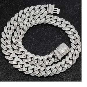 Cadena Cubana de Moissanita de 18 mm y 22 pulgadas, Chapada en Oro de 14K, Estilo Hip Hop, Plata de Ley, Cadena de Eslabones Cubanos Personalizada, Joyería Unisex - Product Image 3
