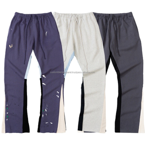 Pantalons de survêtement mi-évasés pour hommes personnalisés, coton mi-lourd, vintage, respirant, jogging, entraînement, pantalon ample, surdimensionné, été - Product Image 1
