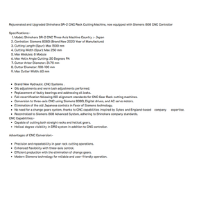 Machine à former les engrenages CNC 3 axes Shinohara SR2 pour le façonnage de précision des engrenages et la fabrication industrielle - Product Image 5