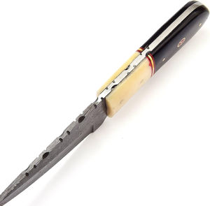 Cuchillo Skinner de Acero de Damasco Hecho a Mano de Alta Calidad, Compatible con OEM, Hoja Fija, Funda de Cuero, Cuchillo para Camping - Product Image 6