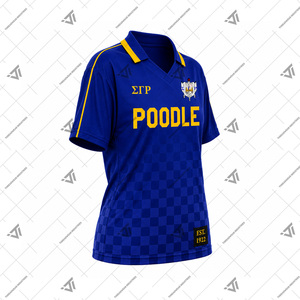 เสื้อโปโลฟุตบอลแบบสปอร์ต คอวี ลายตารางหมากรุก สำหรับสตรี  แบบสั่งทำพิเศษสำหรับชมรมกรีก Sigma Gamma Rho ขายส่ง - Product Image 2