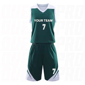 Vêtements de basketball personnalisés en gros, uniforme de basketball pas cher avec logo, sublimation, respirant, ensemble maillot et short vert foncé - Product Image 3