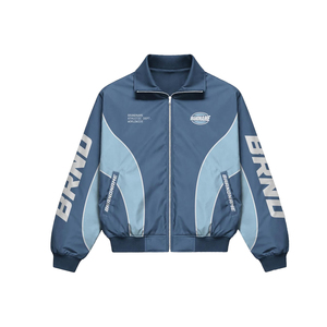 Ensemble veste et short de sport pour homme, bleu, en polyester à séchage rapide, pour le printemps, en satin tissé respirant, vêtement de sport décontracté à fermeture éclair - Product Image 2