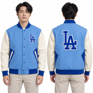 Blouson de baseball personnalisé style universitaire avec broderie, fermeture à boutons-pression, fabricant ODM, commandes en gros, marque privée, usine de vente en gros - Product Image 3