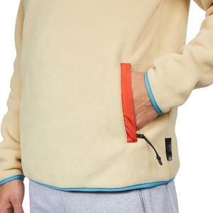 Sudadera de cuello alto con media cremallera de lana polar personalizada de alta calidad, sudaderas con capucha y sudaderas informales ajustadas de línea larga de hip hop para hombres - Product Image 3