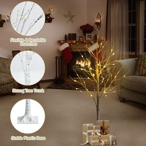 Pre-Lit White Twig Birch Christmas <b>Tree</b> with LED <b>Lights</b> for Holiday Decor - Product Image 2