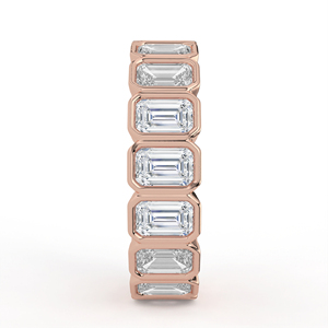 Solid Yellow Gold Lab Grown Diamond <b>Ring</b> Emerald Cut Full Bezel Set Closed Loop Geometric Unbroken Eternity Band Jewelry - Product Image 6