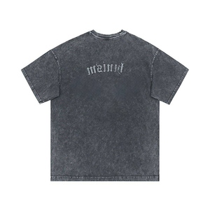 Camiseta de Algodón Lavado de Corte Regular para Hombre, Manga Corta, Cuello Redondo, Estilo Urbano, Impresión Serigráfica, Anti-UV, Jersey Informal de Alta Calidad - Product Image 3
