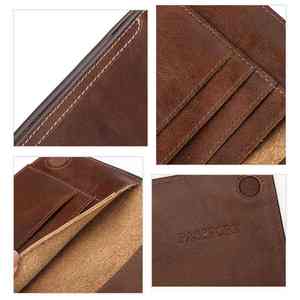 Cartera de Viaje de Cuero Genuino de Alta Calidad con Cierre de Cremallera, Tarjetero Corto, Forro de Lino, Unisex, Portátil y Multifuncional - Product Image 4