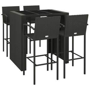 Ensemble de bar de jardin en rotin PE noir avec acier thermolaqué et verre trempé, mobilier d'extérieur haut de gamme - Product Image 3