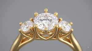Anillo de Compromiso y Aniversario de Tres Piedras, Clásico, Oro Amarillo de 14K, Diamante Cultivado en Laboratorio, Bañado en Rodio, Certificado IGI, OEM Personalizado - Product Image 2