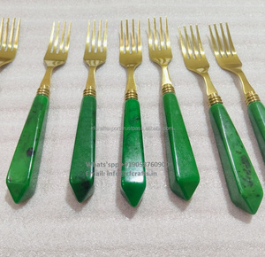 Juego de cubiertos modernos de Oro Verde, cubiertos aptos para lavavajillas, mangos de Metal, incluye cuchillos de cena, cucharas, cuchara, pinzas para ollas - Product Image 4