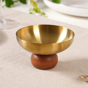 Cuenco de metal estilo decoración artística con base de rama floral, acabado en oro pulido, vajilla para el hogar, bodas, regalos, cuencos decorativos - Product Image 6