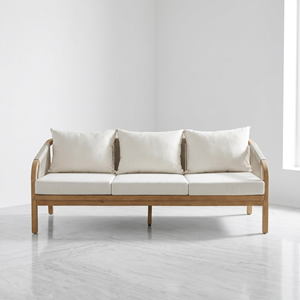 Canapé de jardin en teck tressé avec cordes, style scandinave moderne, résistant aux intempéries, ensemble de fauteuils club pour patio - Product Image 2