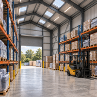 Entrepôt de stockage préfabriqué en acier avec 2 portes à rouleaux et plafond haut pour le stockage de canapés et de grandes palettes de marchandises