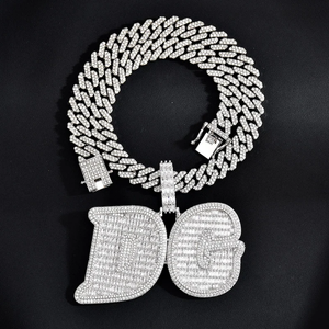 Pendentif Lettre de Luxe en Argent 925 avec Diamant Moissanite, Sertissage Canal, Coupe Baguette, Unisexe, pour Usage Quotidien, Breloque Thème - Product Image 6