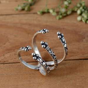 SHYAM JEWELRS Handmade Luxury Sterling <b>Silver</b> Minimalist Arthritis Splint <b>Ring</b> | <b>Adjustable</b> Double Band Joint Support Unisex - Product Image 4