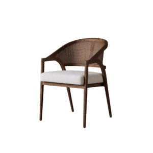 Fauteuils minimalistes en teck, chaise de salle à manger avec siège rembourré et dossier en rotin, pour salle à manger, salon, hôtel - Product Image 2