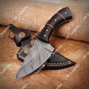 Couteau à lame fixe en acier Damas personnalisé OEM/ODM, vente en gros, chasse, camping, pêche, EDC, étui en cuir - Product Image 5