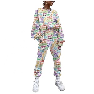Factory Sale <b>Tie</b> <b>Dye</b> Women's Tracksuit Drawstring Long Sleeve 2 Piece <b>Set</b> High Waist Running Suit 2021 Casual <b>Sets</b> Sweat Suit - Product Image 1