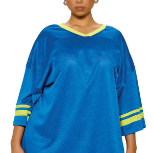 Maillot de football américain unisexe surdimensionné bleu et jaune OEM, sweat-shirt en coton, vêtements de sport, vente en gros de maillots d'équipe de football - Product Image 5