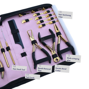 Kit de Herramientas para Extensiones de Cabello de Salón: Alicates para Cinta Adhesiva, Cortador de Queratina, Agujas Curvas de Costura, Peine de Cola, Tijeras de Barbero, Gancho para Remover Cintas - Product Image 4